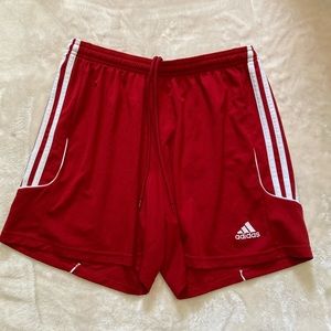 Red adidas climalite shorts
